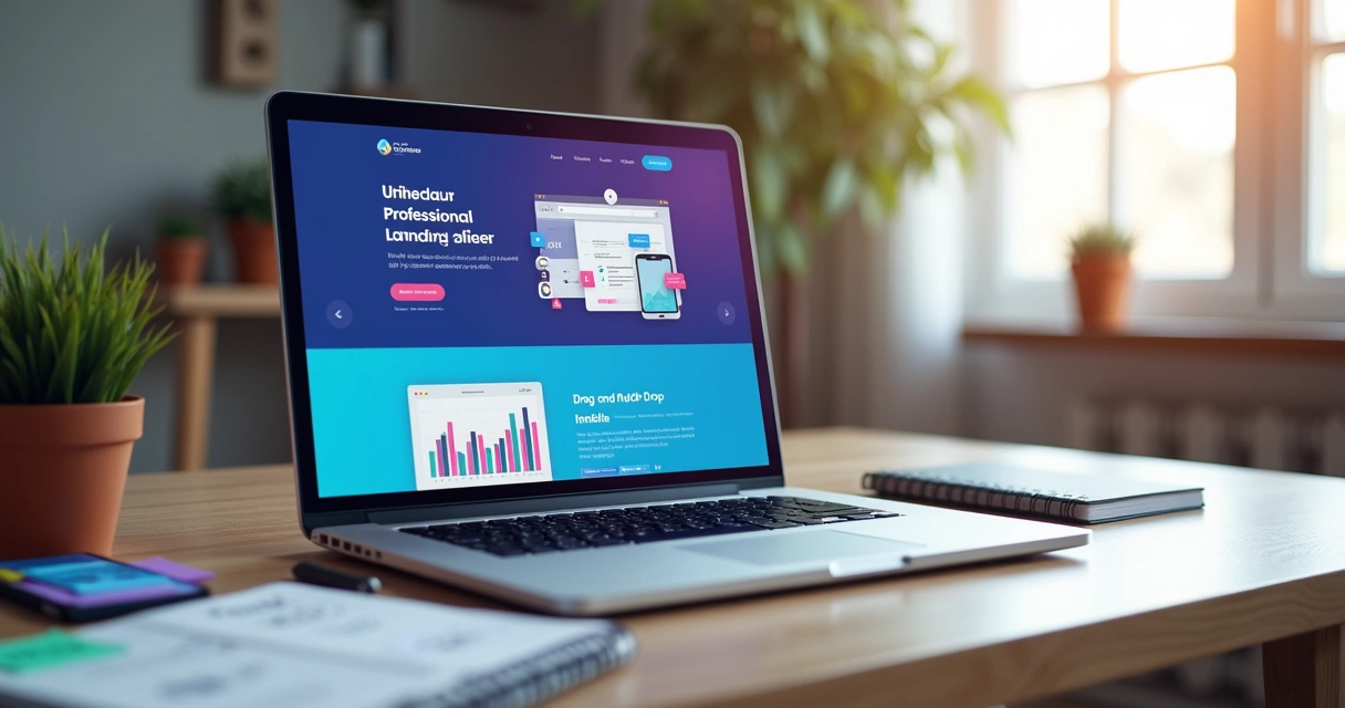 Pessoa criando site profissional em notebook com layout responsivo na tela 