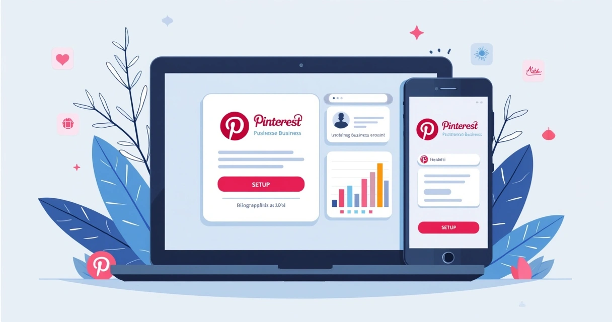 Tela de configuração de perfil business do Pinterest e analytics ativado 