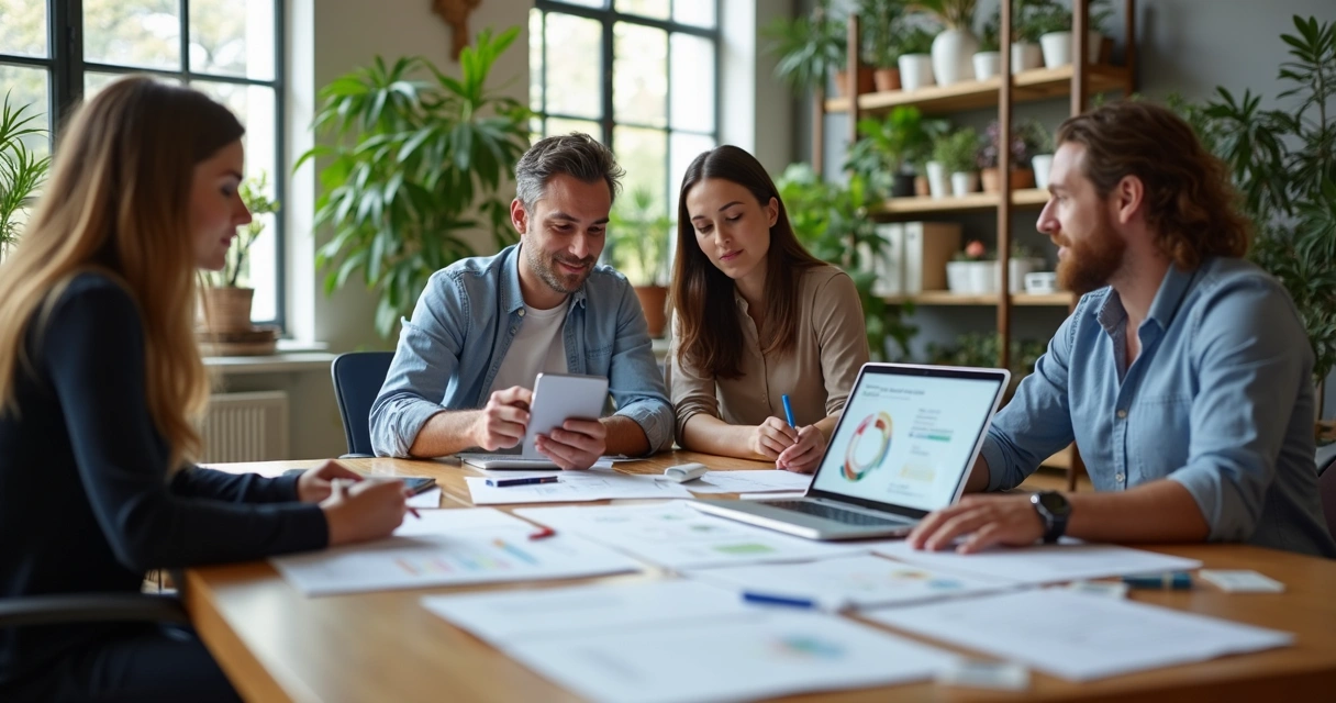 Equipe produzindo conteúdo relevante para funil de vendas