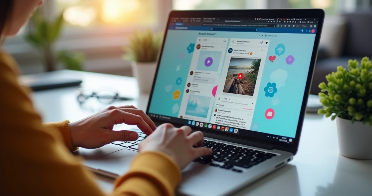 Pessoa criando conteúdo para Instagram com inteligência artificial 