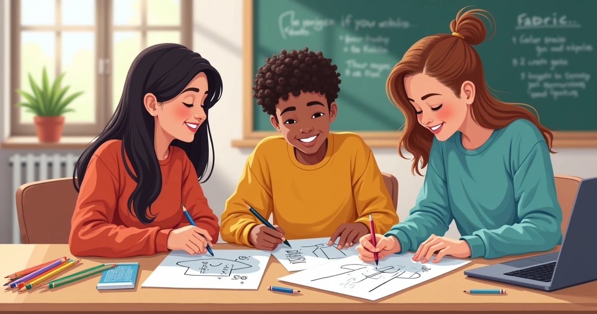 Estudantes criando arte para estampa de moletom do terceirão 