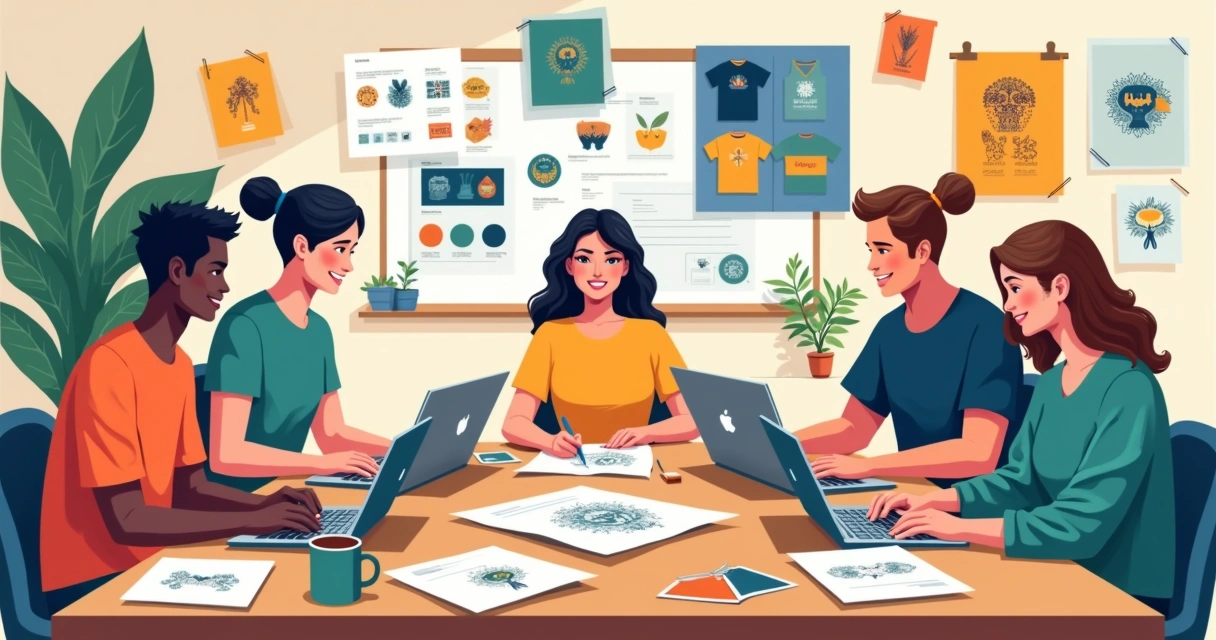 Ilustração de criação de identidade visual para marca de roupas 