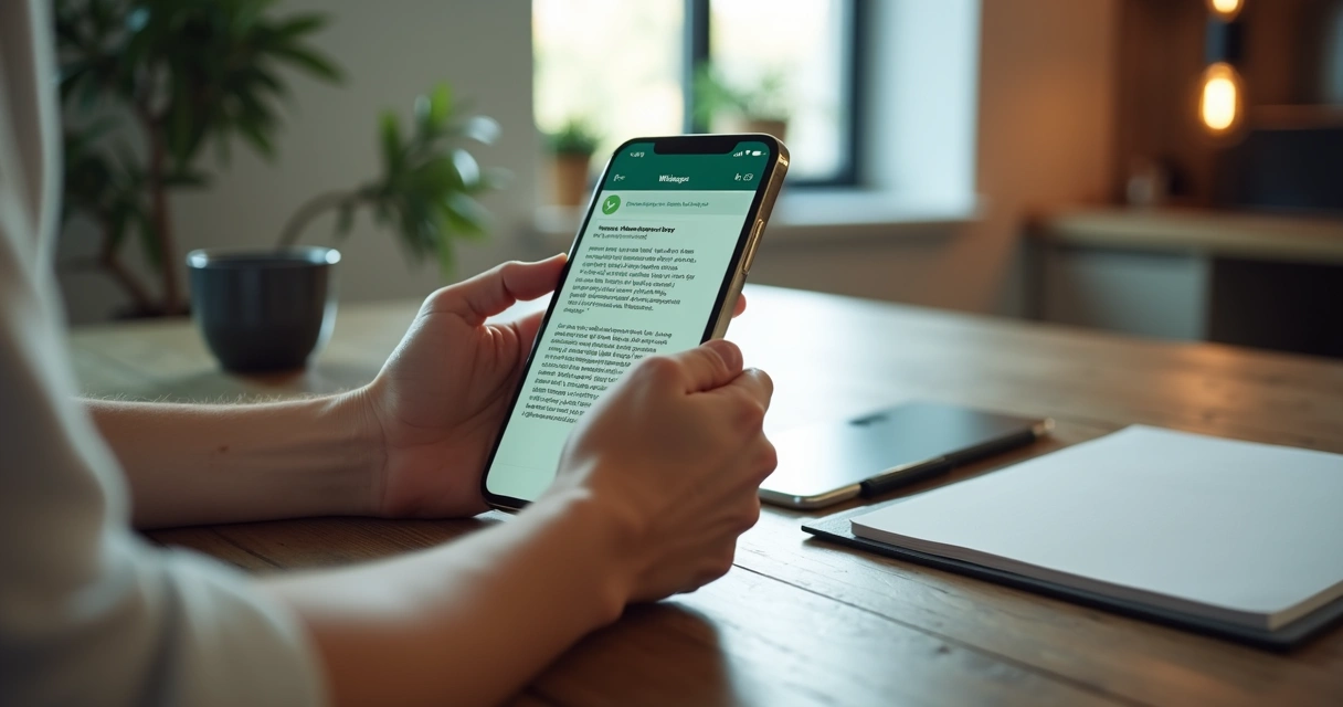 Pessoa digitando mensagem personalizada no WhatsApp