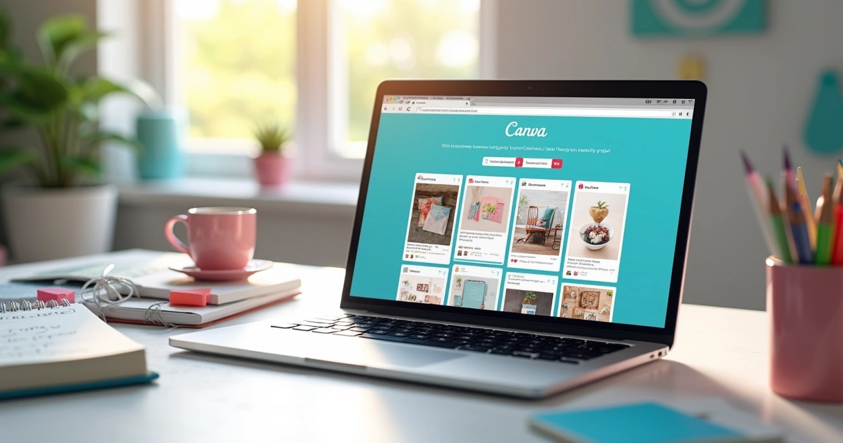Criação de Pins usando o Canva no notebook 