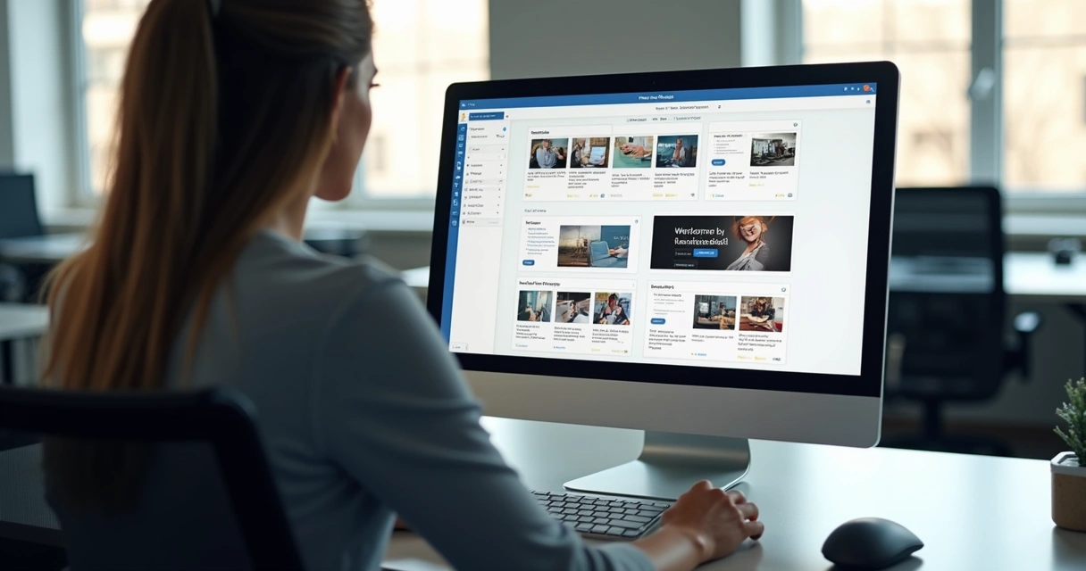 Pessoa usando editor arrasta e solta na tela de um computador 