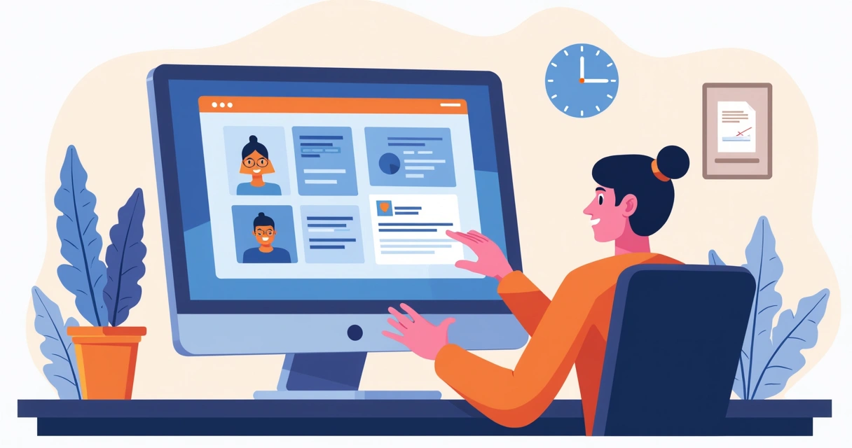 Tela de computador exibindo IA sugerindo títulos e imagens para criação de site profissional 