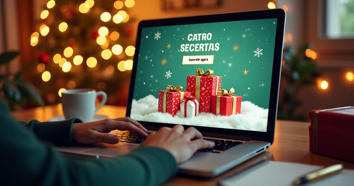 Anúncio digital com tema de Natal e call to action em português 
