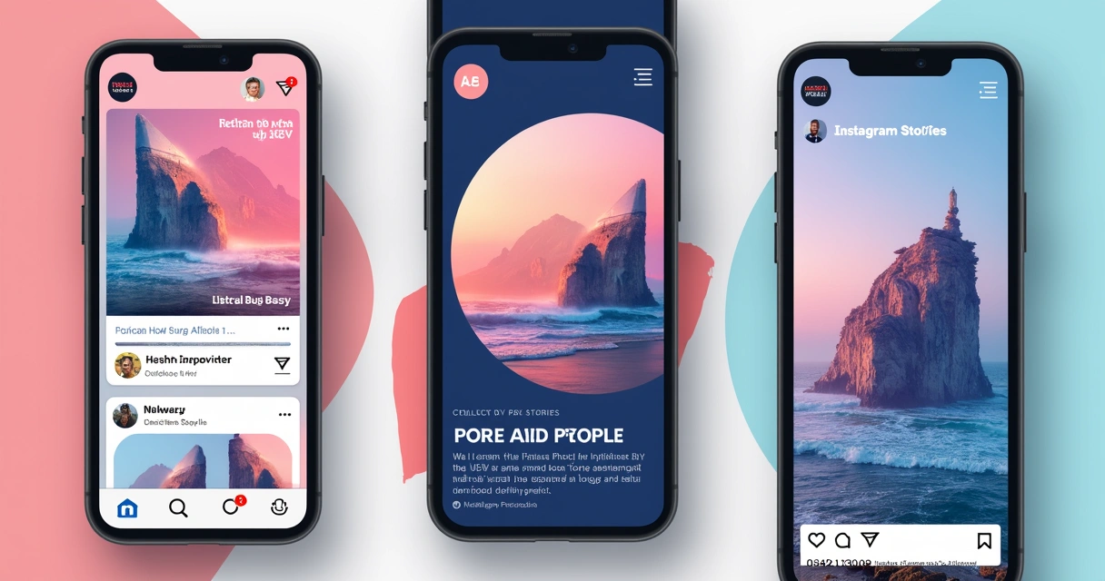 Diferentes anúncios de marketing digital em redes sociais 