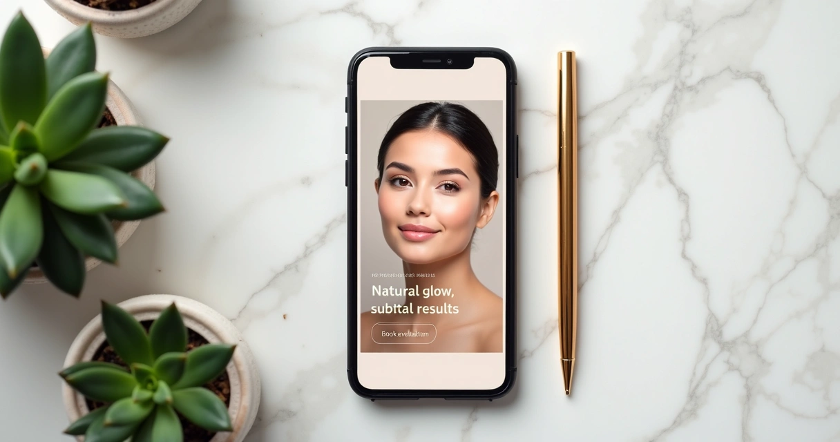 Mockup de anúncio com texto curto e imagem realista de paciente