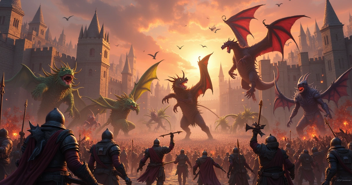 Criaturas atacando uma cidade em Tibia