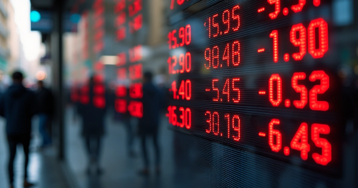 Painel mostrando diferentes cotações do peso argentino diante do dólar 