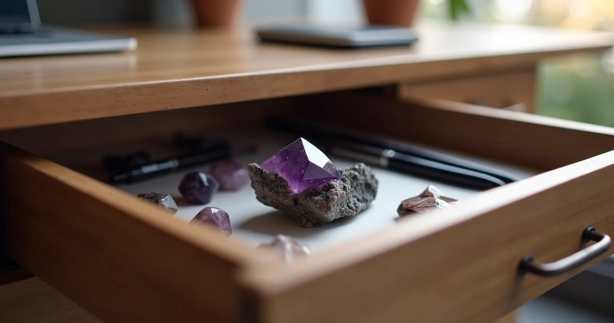 Cristais de proteção em gaveta de escritório 