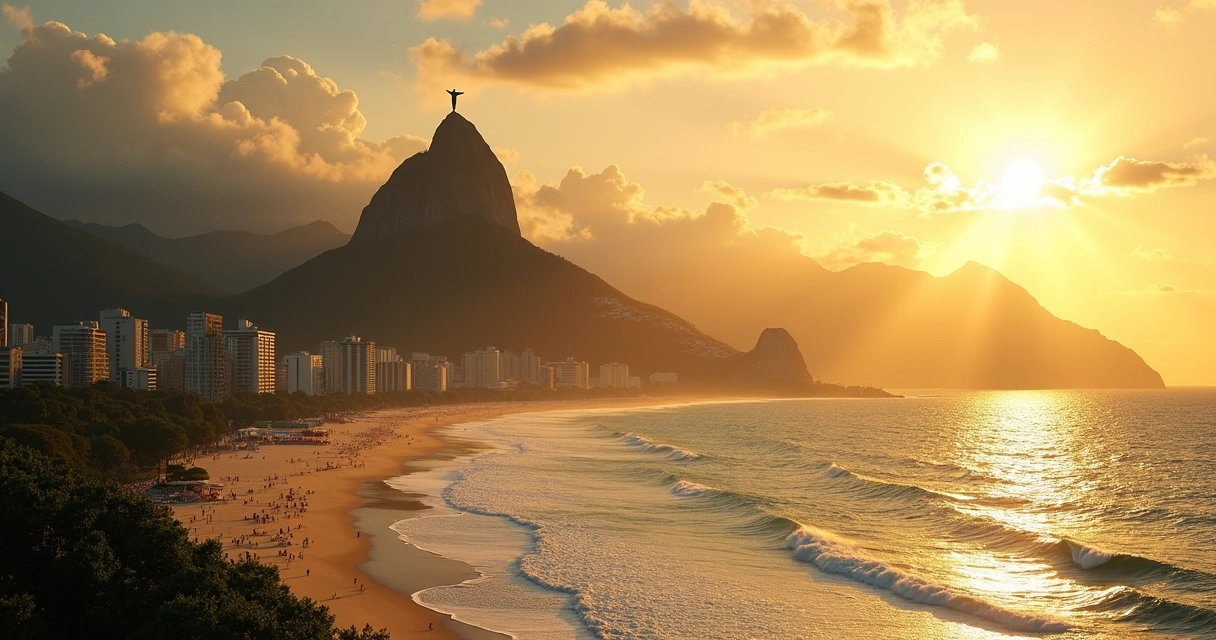 Cristo Redentor, Pão de Açúcar e praias do Rio de Janeiro ao pôr do sol