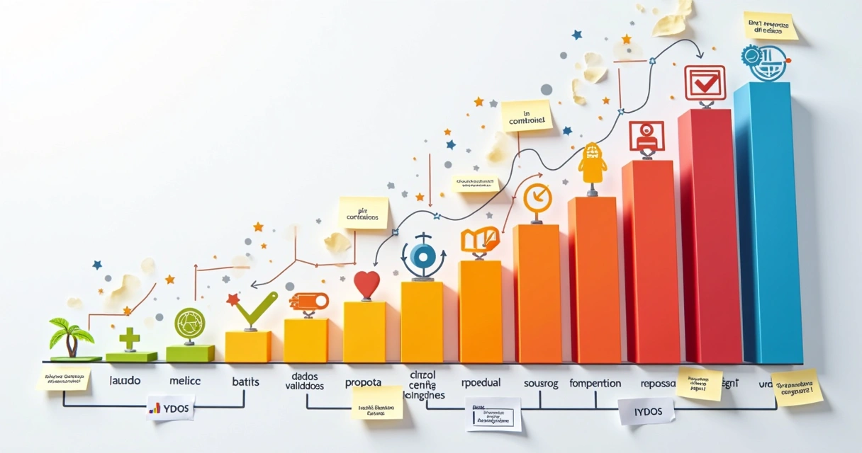 Pipeline de vendas B2B: etapas, métricas e gestão de leads 5 Gráfico de barras coloridas representando critérios de avanço no pipeline de vendas