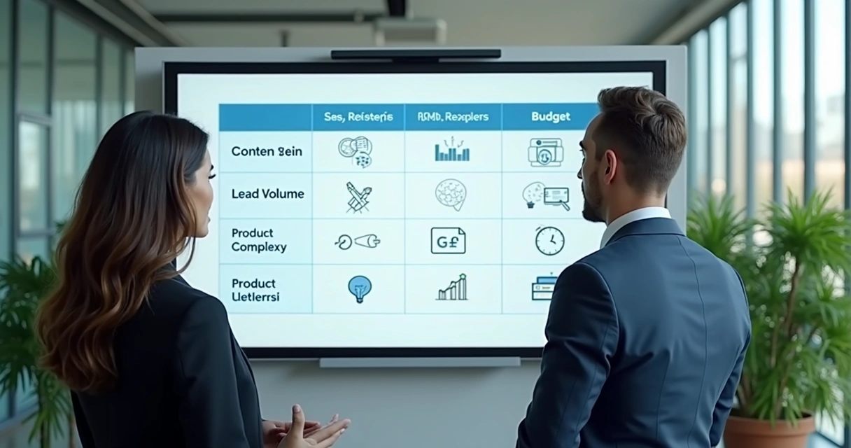 Gráfico com critérios para decisão em vendas B2B 