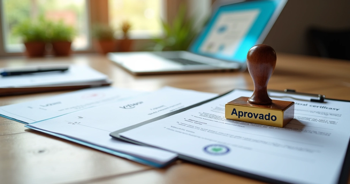 Papéis e documentos em mesa para checagem de profissional