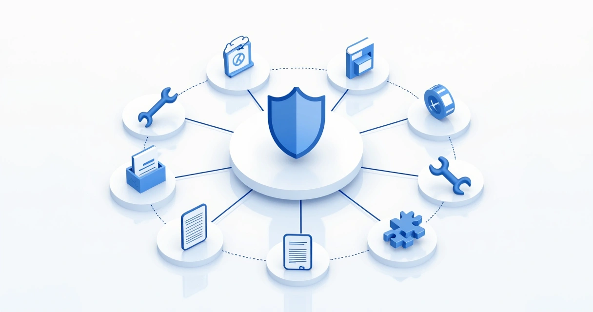 Critérios de escolha para soluções headless CMS ilustrados com ícones