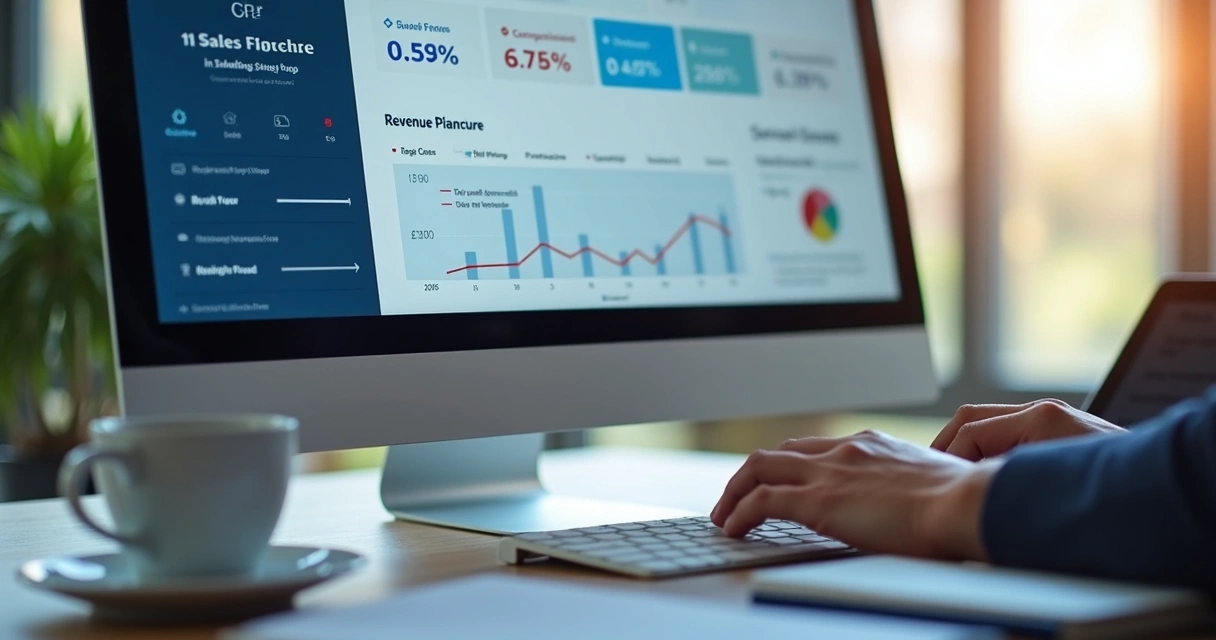 Tela de CRM com métricas de vendas e acompanhamento 