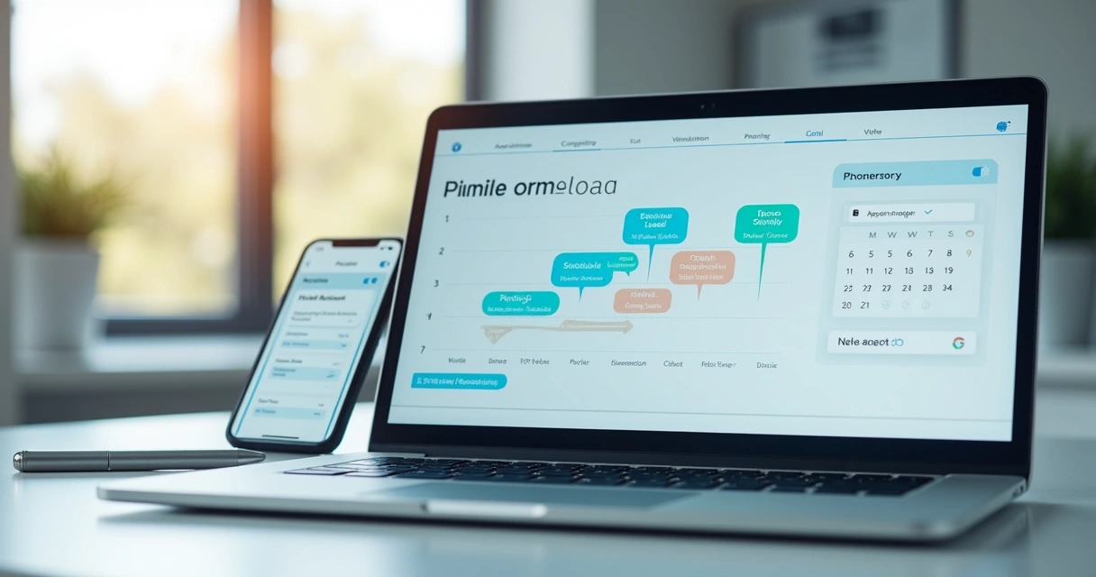 Painel de CRM e agendamento de clínica odontológica em notebook