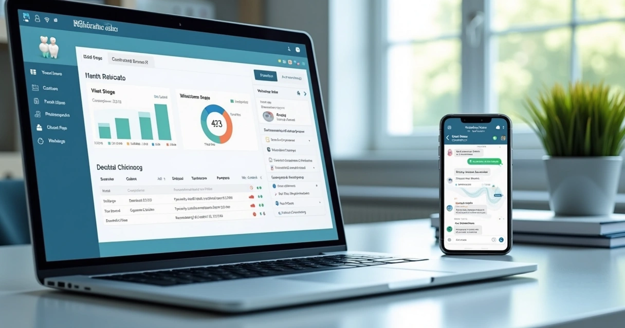 Painel de CRM com mensagens de agendamento odontológico 