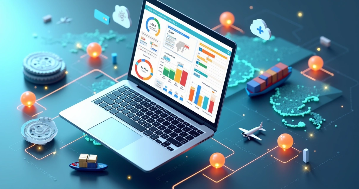 Painel 3D de CRM integrado para agente de carga com mapa mundial e rastreamento de embarques 
