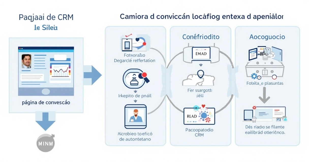 Fluxo de integração entre página, CRM e automação 