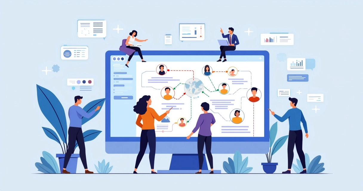 Tela de CRM com automação sendo usada por equipe de vendas empresarial 