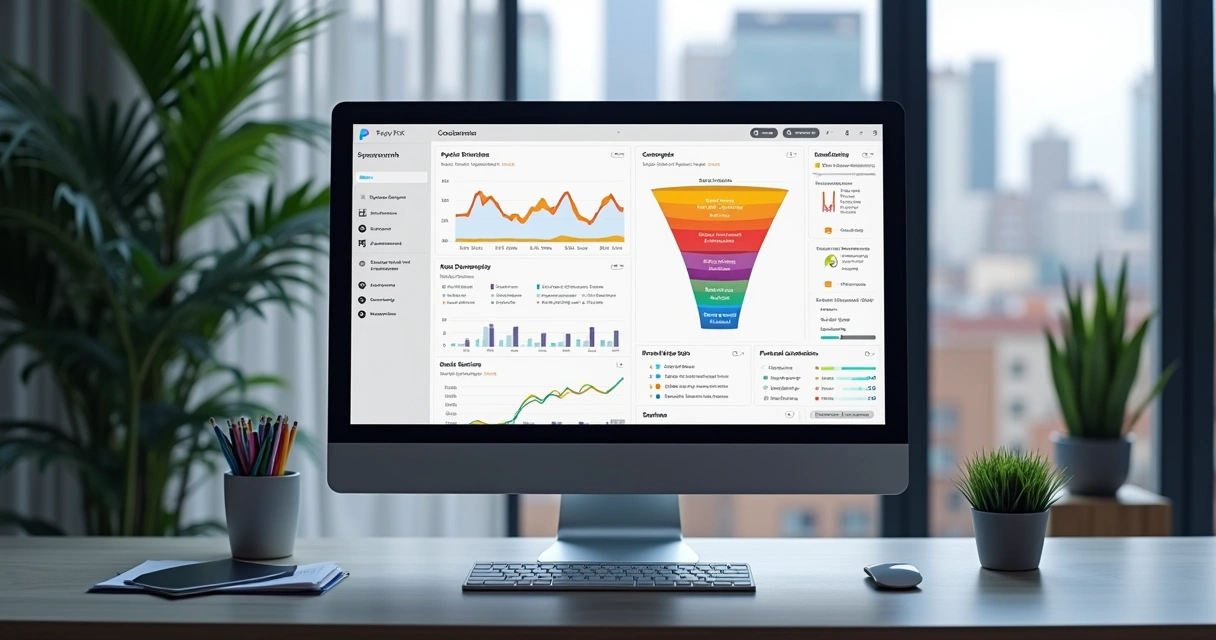 Dashboard de CRM mostrando funil de vendas automatizado 