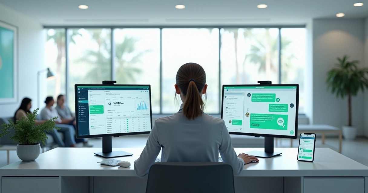 Comparação visual entre CRM e automação via WhatsApp em clínica médica 