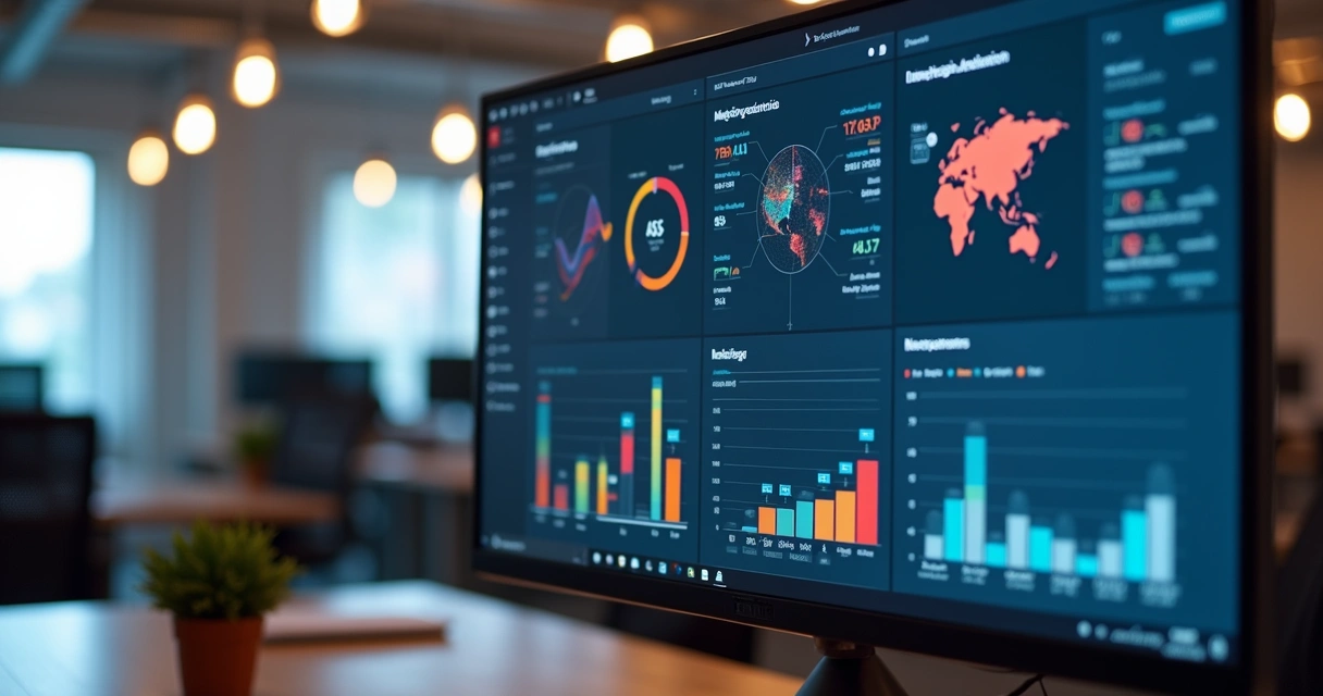 Tela de CRM e automação de marketing cheia de dados visuais 