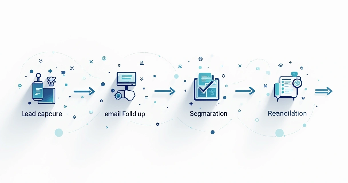 Diagrama de automação de vendas com CRM, mostrando etapas do funil