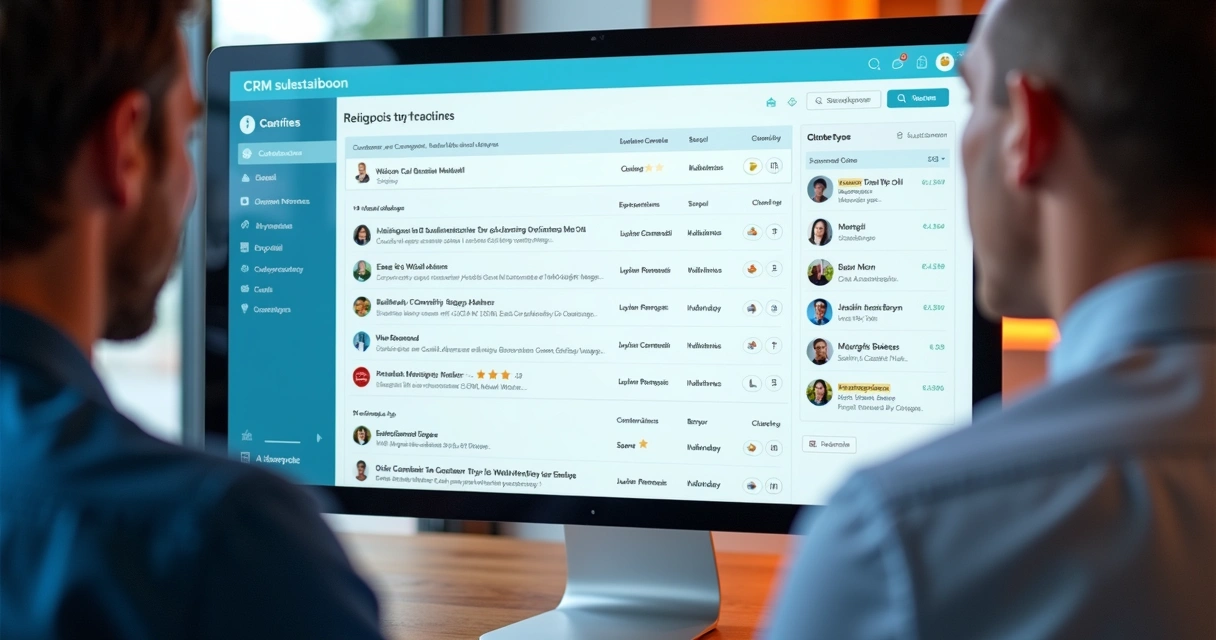 Tela de CRM mostrando histórico de interações por diferentes canais 