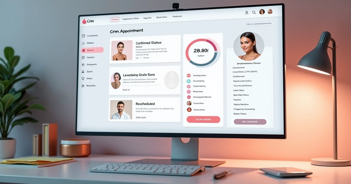 Tela de CRM mostrando agendamentos e confirmações 