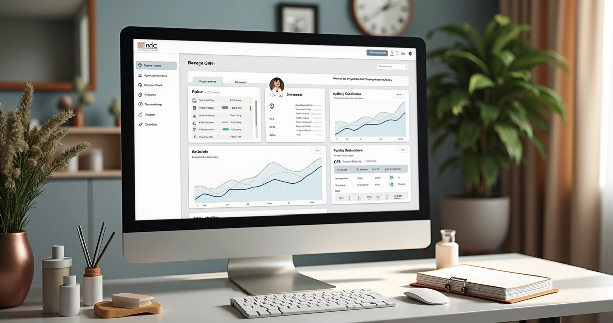 Dashboard de CRM de clínica de estética com gráficos de agendamento 