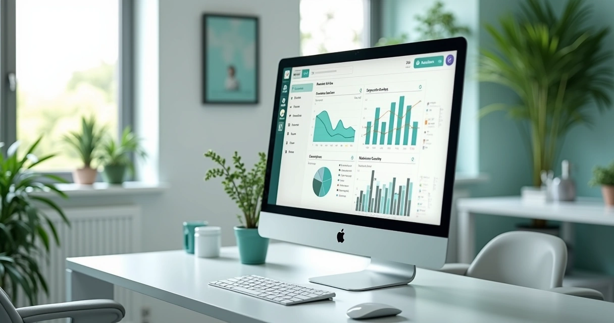 Monitor de CRM exibindo painel com fluxos de pacientes 