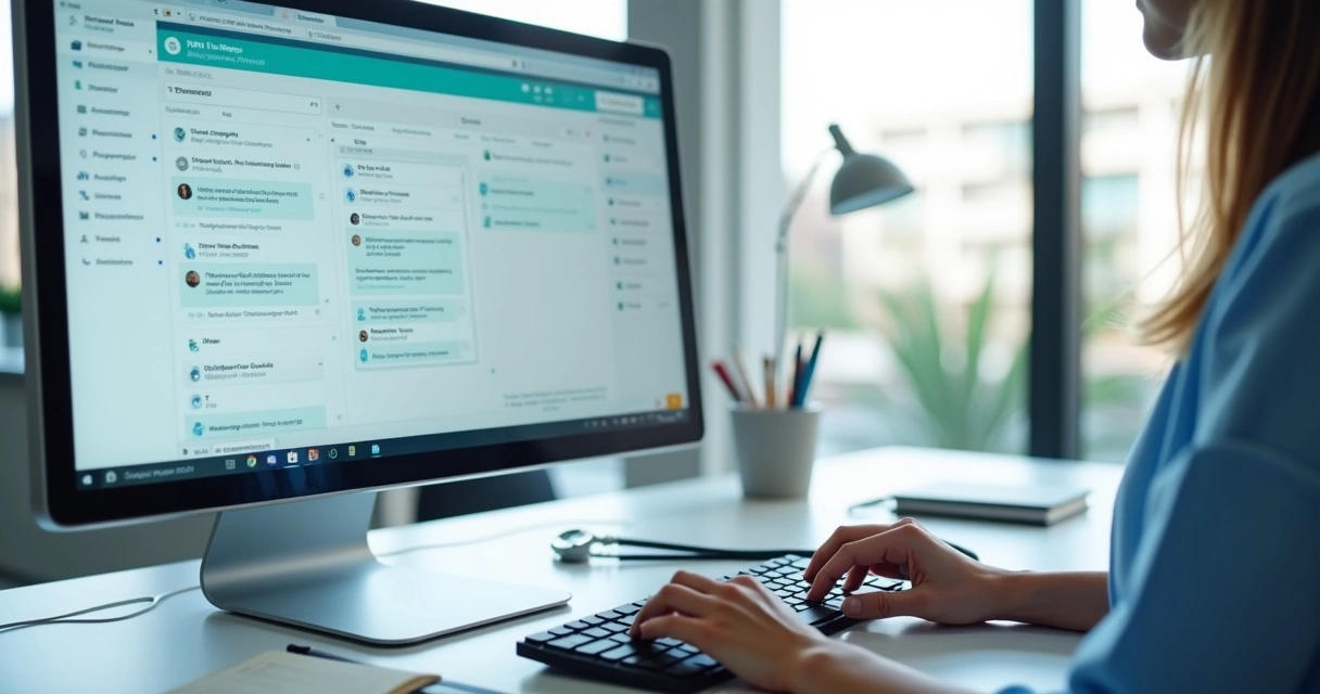 Tela de CRM médico com mensagens de WhatsApp organizadas 
