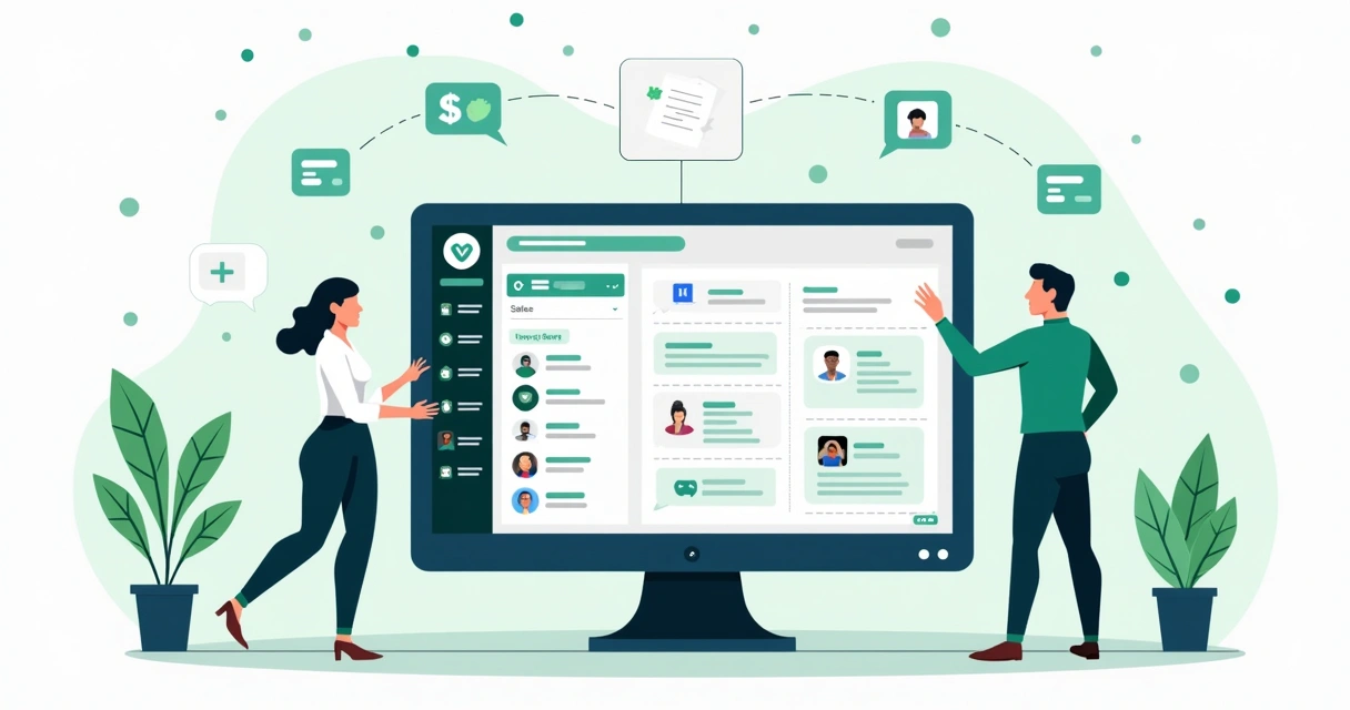 Painel de CRM com etapas de contrato no WhatsApp