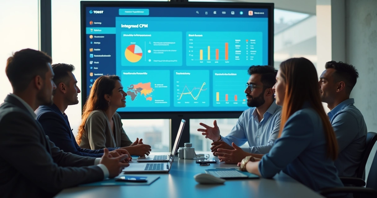 Equipe comercial analisando informações automatizadas no CRM 