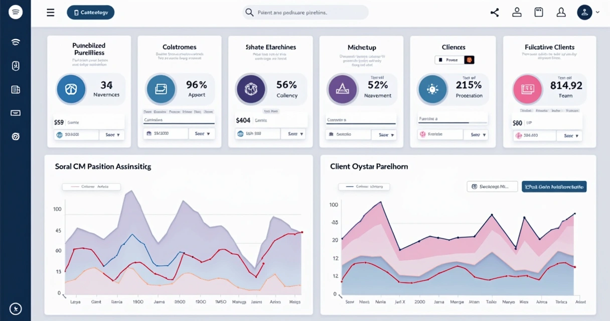 CRM aberto mostrando funis, gráficos e análise de métricas de vendas em tela clara 