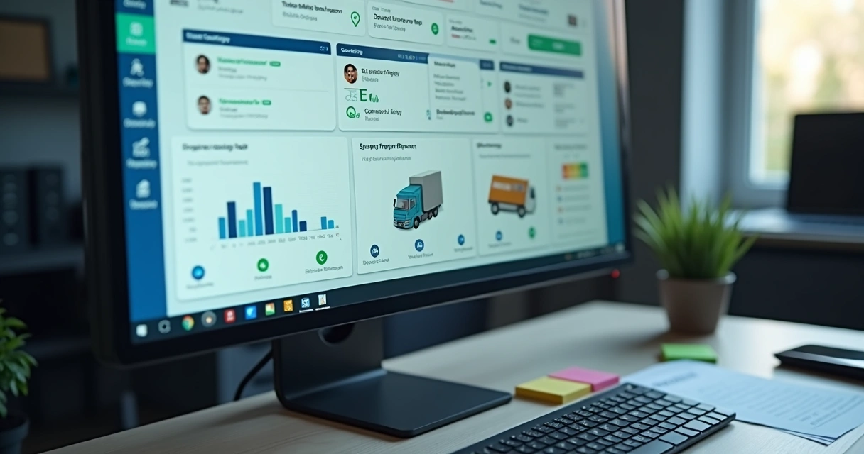 Painel de CRM com IA e conversas de vendas no transporte