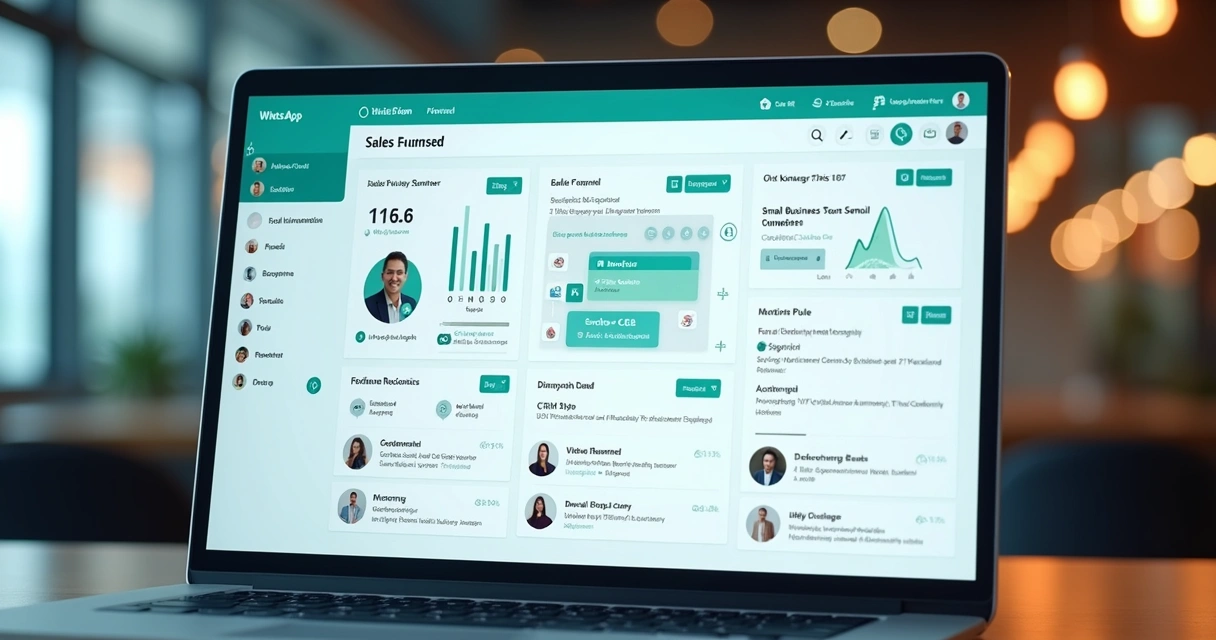 Tablero digital visualiza IA gestionando clientes y ventas en CRM WhatsApp pyme