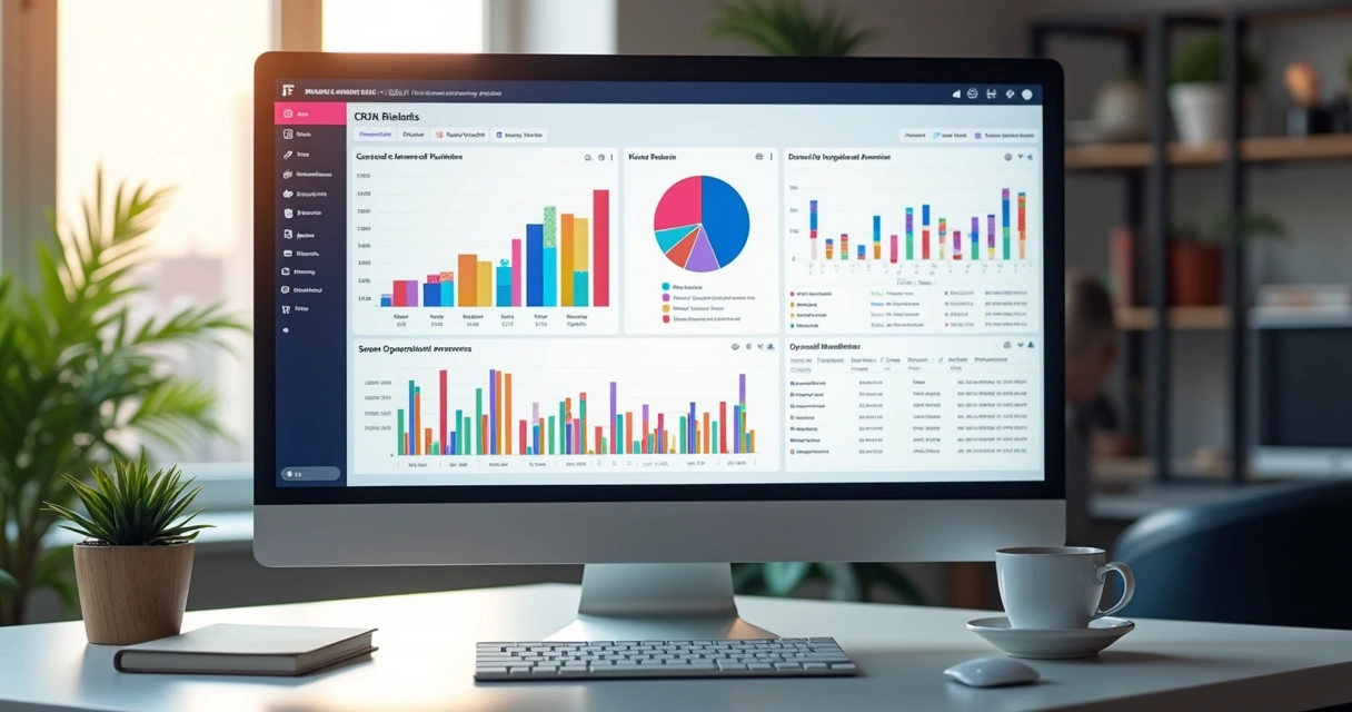 Painel de CRM integrado ao marketing digital exibindo funil de vendas 