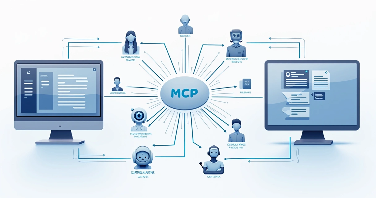 Diagrama de integração entre CRM e agentes digitais via MCP 
