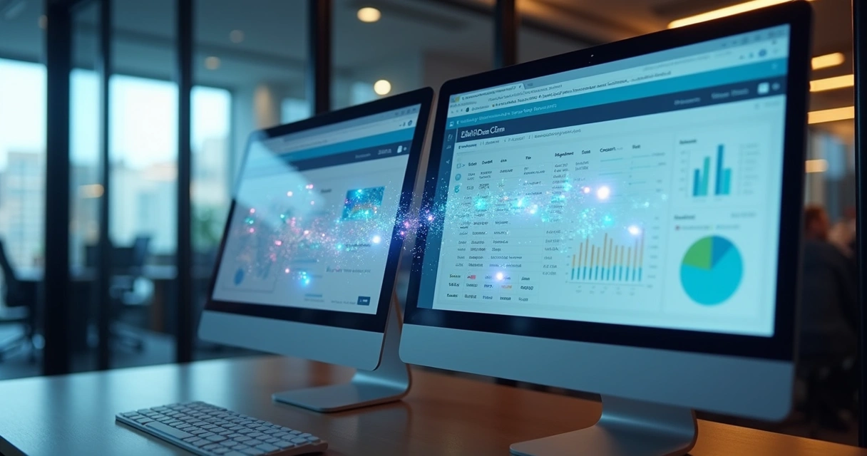 Telas de CRM integradas com dados de leads conectando-se via API 