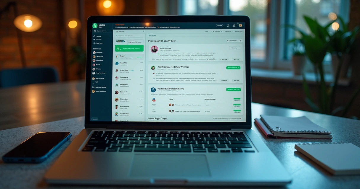 Tela de CRM mostrando integração com mensagens de WhatsApp 