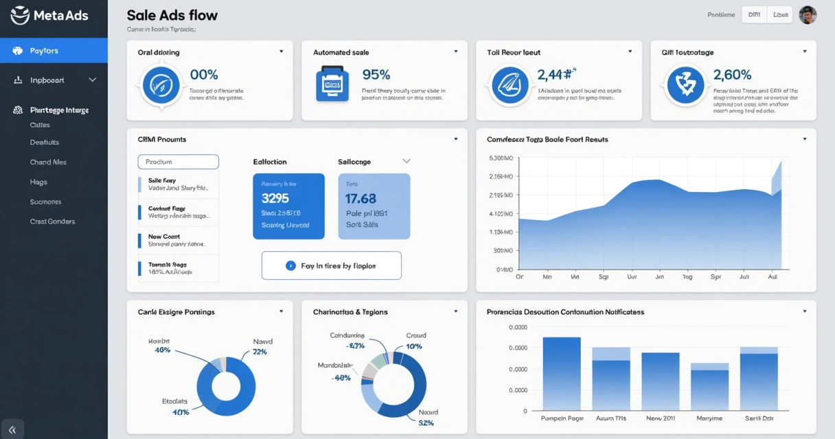 Tela digital mostrando integração entre CRM e Meta Ads com automações 