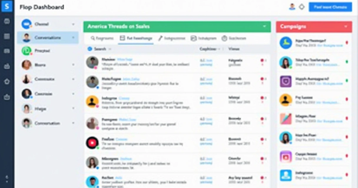 Pantalla de CRM mostrando mensajes de WhatsApp e Instagram juntos 