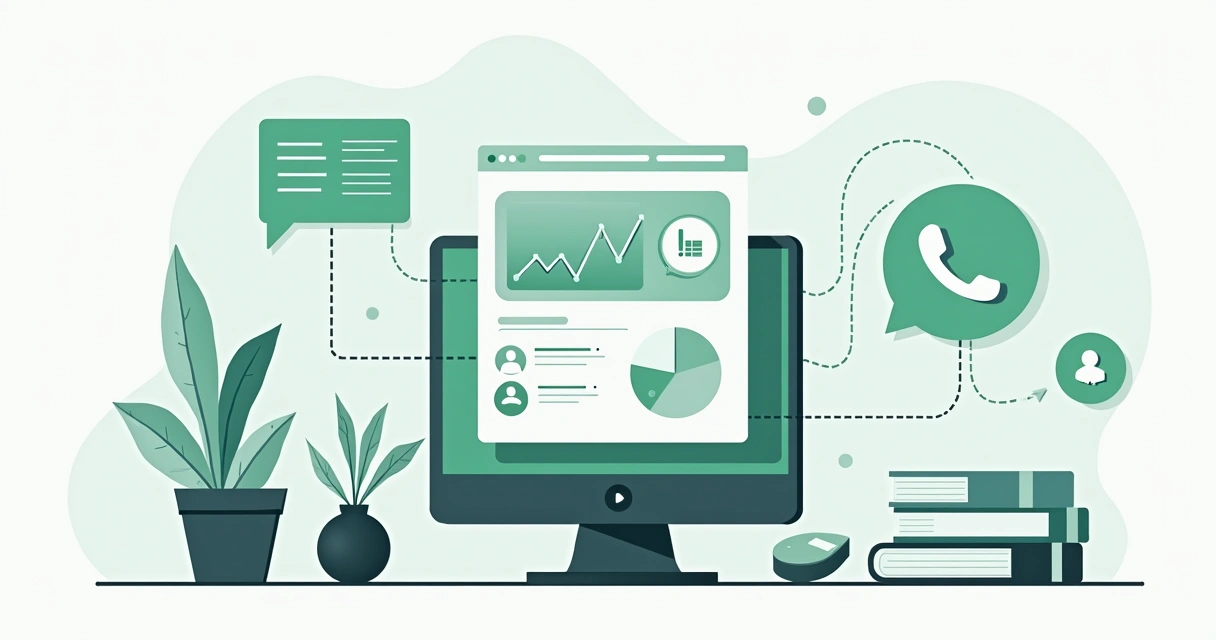Tela de CRM integrando contatos do WhatsApp 