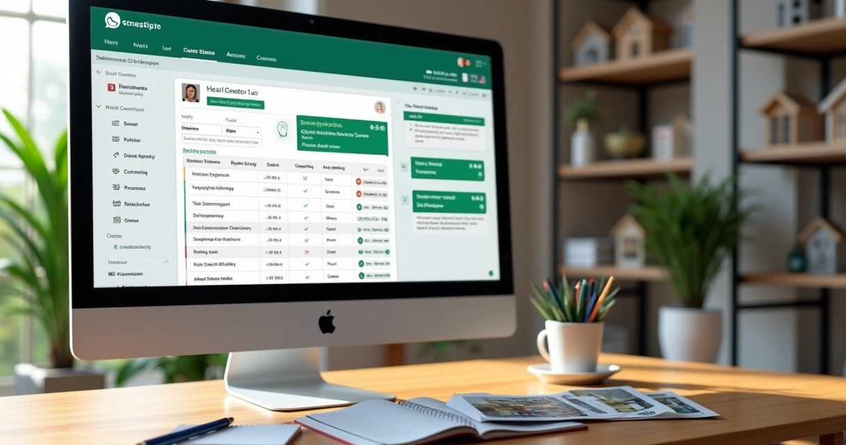 Tela de CRM imobiliário com integração ao WhatsApp 