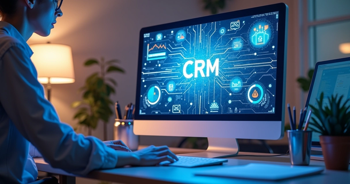 Tela de computador mostrando integração de CRM com IA 
